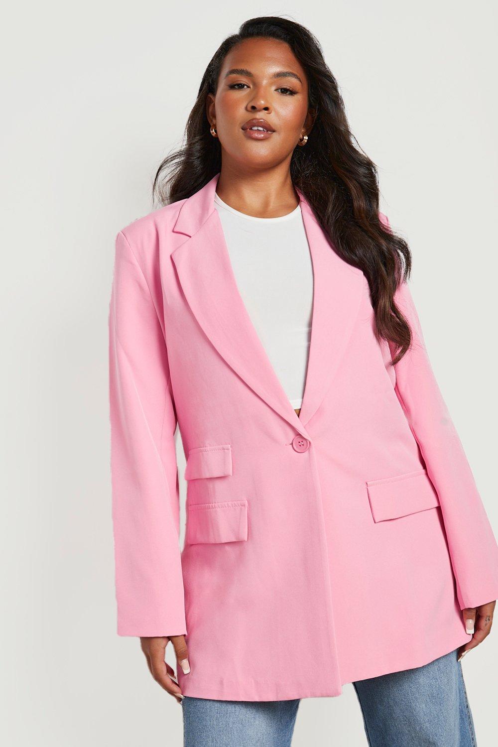 Pink blazer plus sale